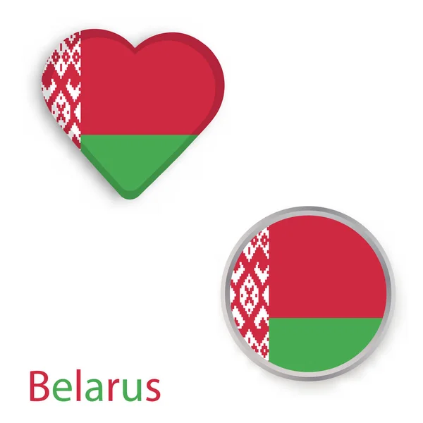 Символы сердца и круга с флагом Беларуси . — стоковый вектор