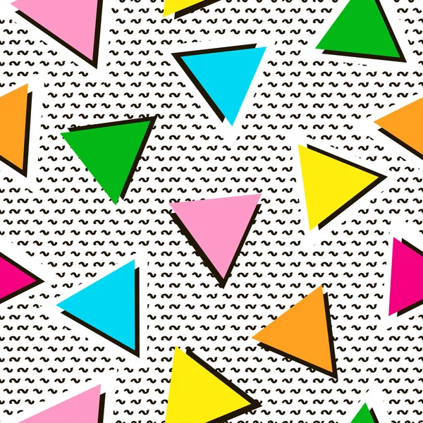 Цветной бесшовный рисунок из треугольников. Яркий фон. 80 ' — стоковый вектор