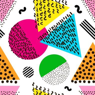 Renkli geometrik seamless modeli. Parlak arka plan. 80 's - 9
