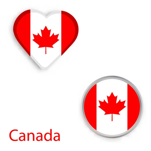 Symboles coeur et cercle avec drapeau du Canada . — Image vectorielle