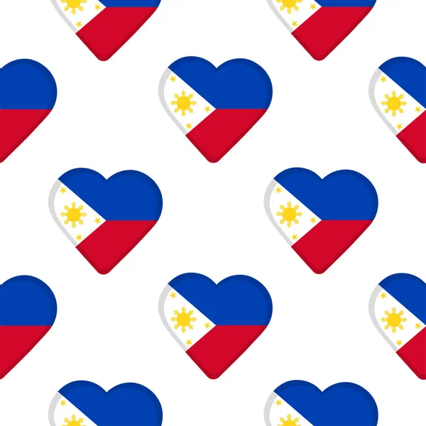 Modello senza cuciture dai cuori con bandiera delle Filippine . — Vettoriale Stock