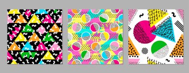 Renkli geometrik Dikişsiz desen. Aydınlık arka. 80's -