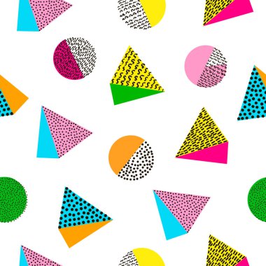 Renkli geometrik seamless modeli. Parlak arka plan. 80 's - 9