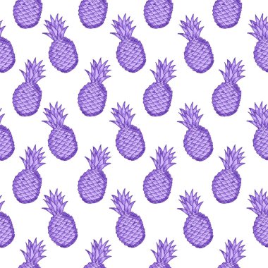Renkli elle çizilmiş ananas üzerinden seamless modeli