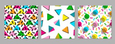 Renkli geometrik Dikişsiz desen. Aydınlık arka. 80's -