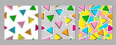 Renkli geometrik Dikişsiz desen. Aydınlık arka. 80's -