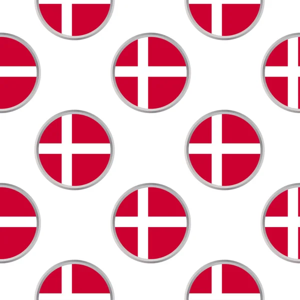 Бесшовный узор из кругов с флагом Дании — стоковый вектор