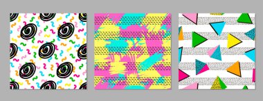 Renkli geometrik Dikişsiz desen. Aydınlık arka. 80's -