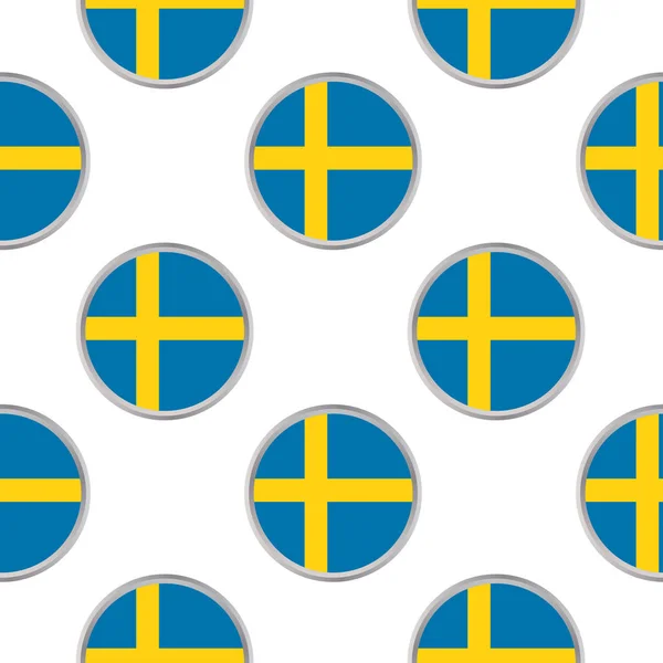 Seamless pattern from the circles with flag of  Sweden. — Stock Vector