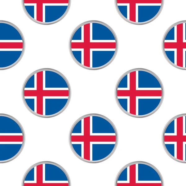 Seamless pattern from the circles with flag of Iceland. — Stock Vector