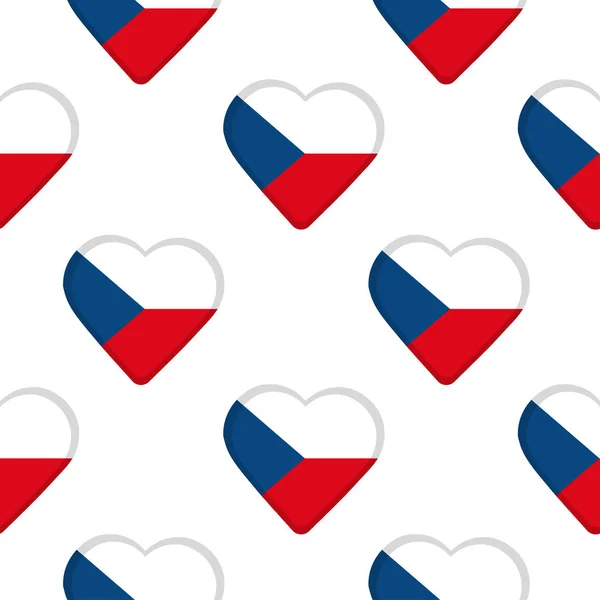 Modèle sans couture des cœurs avec le drapeau de la République tchèque . — Image vectorielle