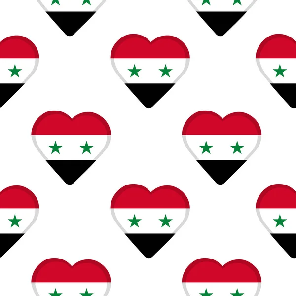 Naadloze patroon van het hart met de vlag van Syrië. — Stockvector