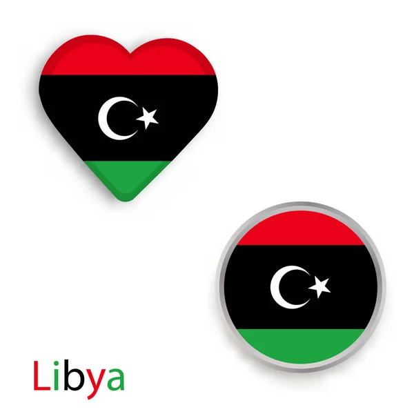 Srdce a kruh symboly s vlajka Libye. — Stockový vektor