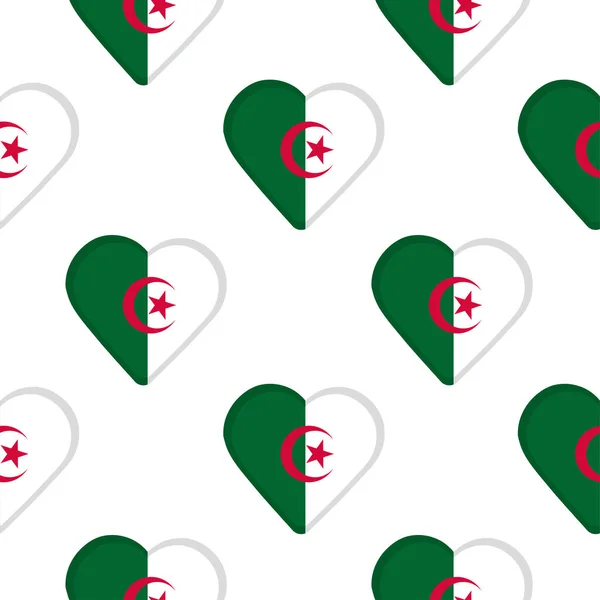 Naadloze patroon van het hart met de vlag van Algerije. — Stockvector