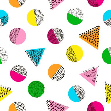 Renkli geometrik seamless modeli. Parlak arka plan. 80 's - 9