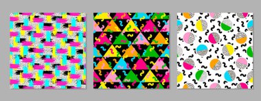 Renkli geometrik Dikişsiz desen. Aydınlık arka. 80's -