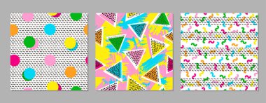 Renkli geometrik Dikişsiz desen. Aydınlık arka. 80's -