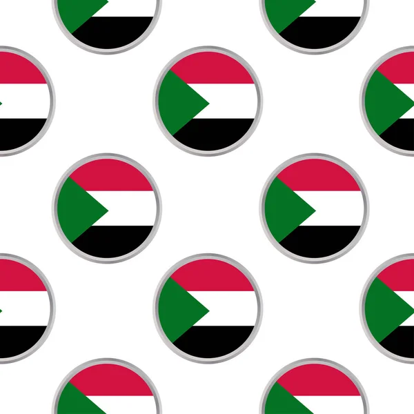 Seamless pattern from the circles with flag of the Sudan. — Stock Vector