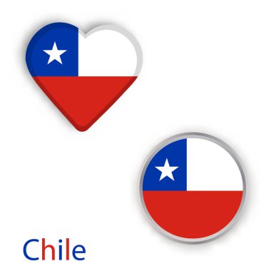 Kalp ve daire sembolleri ile Şili bayrağı. 