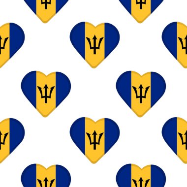 Barbados bayrak kalplerinden seamless modeli. 