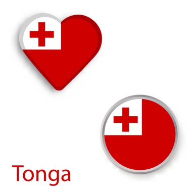 Tonga bayrağı ile kalp ve daire sembolleri. 