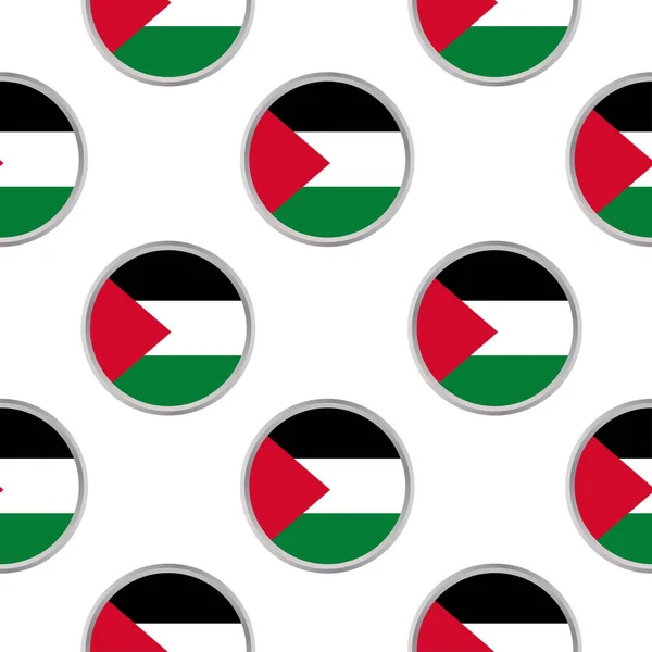 Patrón sin costuras de los círculos con bandera de Palestina . — Vector de stock
