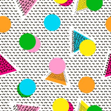 Renkli geometrik seamless modeli. Parlak arka plan. 80 's - 9