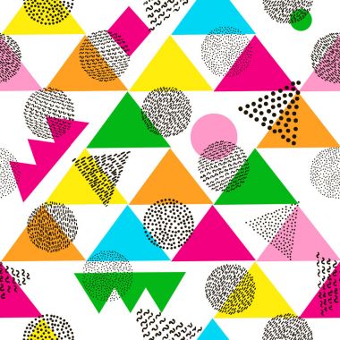 Renkli geometrik seamless modeli. Parlak arka plan. 80 's - 9