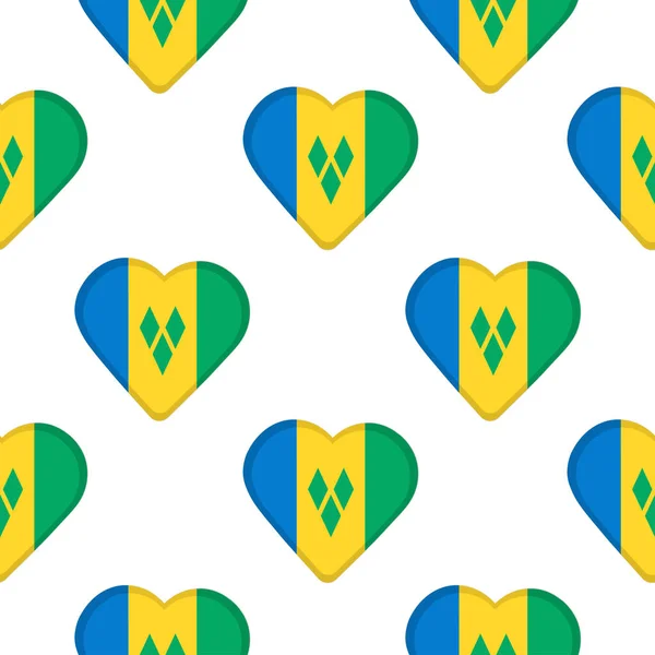 Modèle sans couture des cœurs avec le drapeau de Saint-Vincent et — Image vectorielle