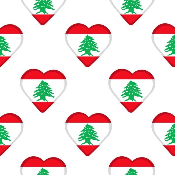 Vzor bezešvé ze srdce s libanonská vlajka. — Stockový vektor