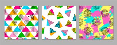 Renkli geometrik Dikişsiz desen. Aydınlık arka. 80's -