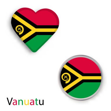 Heart and circle symbols with flag of Vanuatu.  clipart