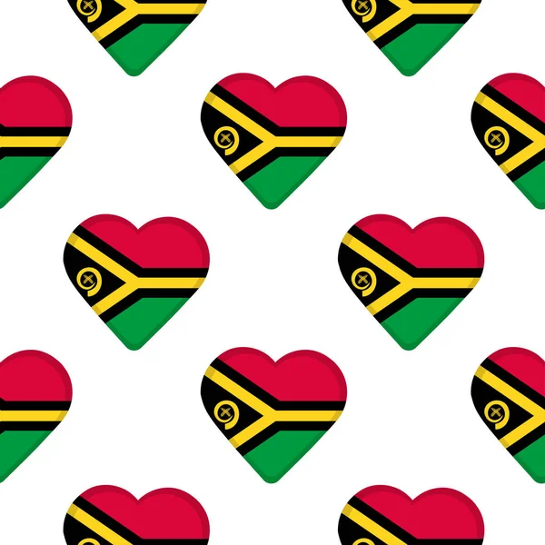 Padrão sem costura dos corações com bandeira de Vanuatu . — Vetor de Stock