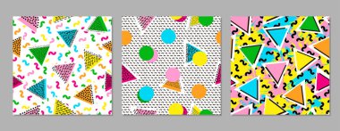 Renkli geometrik Dikişsiz desen. Aydınlık arka. 80's -