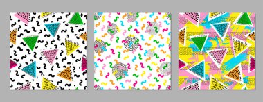 Renkli geometrik Dikişsiz desen. Aydınlık arka. 80's -