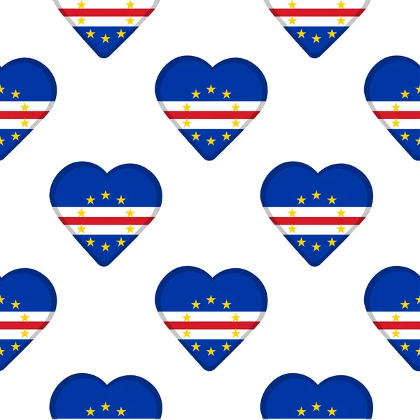 Modèle sans couture des cœurs avec drapeau de la République de Cabo V — Image vectorielle