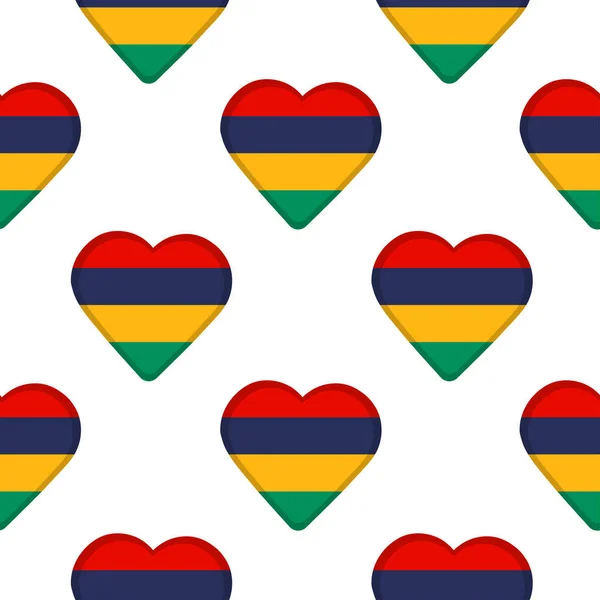 Seamless mönster från hjärtan med flagga republiken av Maurit — Stock vektor