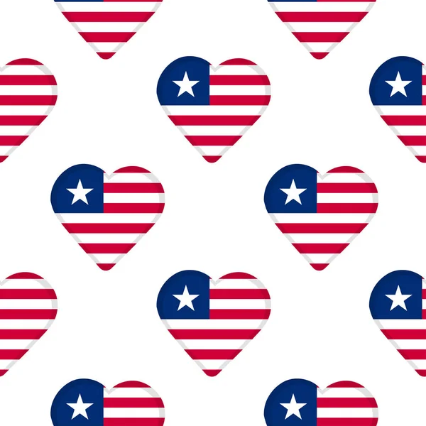 Patrón sin costuras desde los corazones con bandera de República de Liberi — Vector de stock