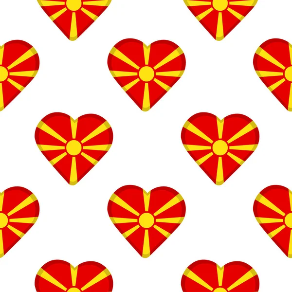 Naadloze patroon van het hart met de vlag van de Republiek van Macedo — Stockvector