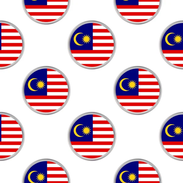 Pola mulus dari lingkaran dengan bendera Malaysia - Stok Vektor