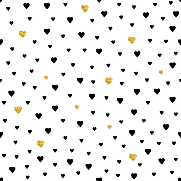 Siyah ve altın kalplerinden seamless modeli. 