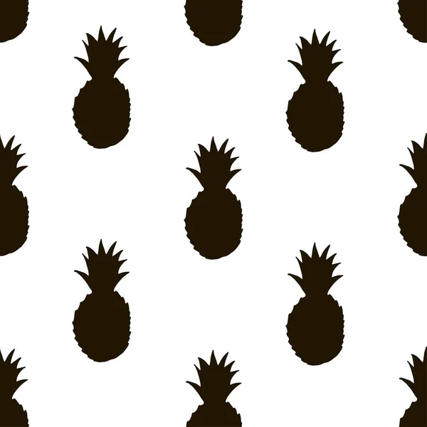 Naadloze patroon met zwarte ananas. — Stockvector