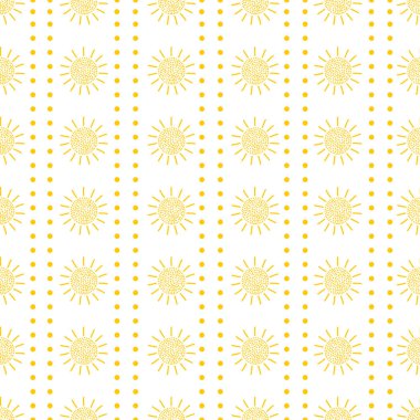 Sarı güneşin seamless modeli. Renkli arka plan. 
