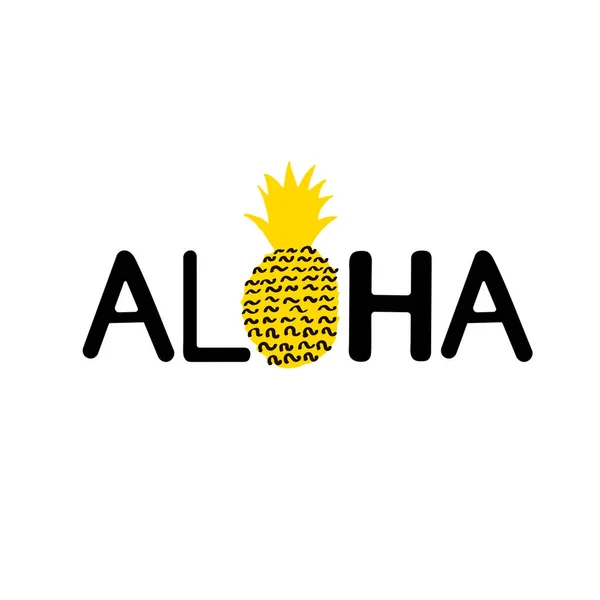 Aloha word and creative pineapple. — Stock Vector