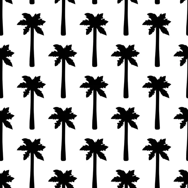 Seamless pattern with black palm trees. — Stock Vector