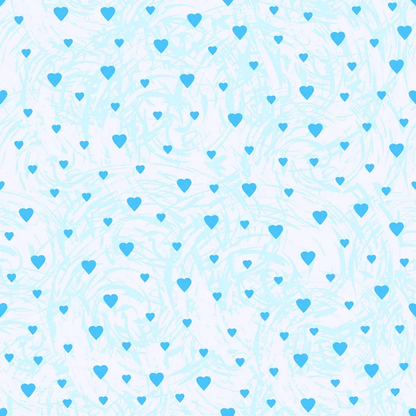 Patrón sin costuras de los corazones azules y fondo abstracto . — Vector de stock