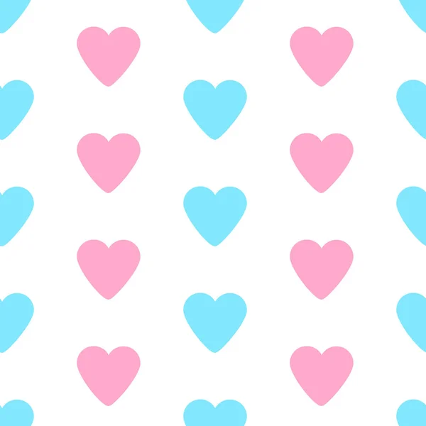 ピンクとブルーの心からのシームレスなパターン. — ストックベクタ