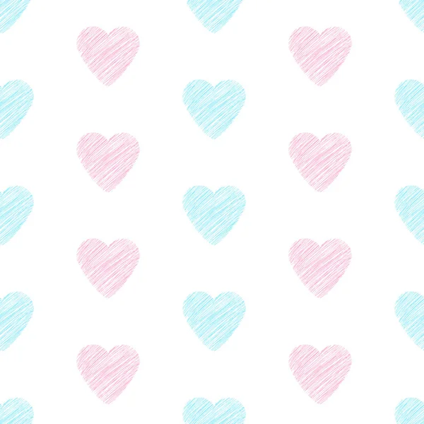 Seamless pattern from the pink and blue hearts. — Stock Vector