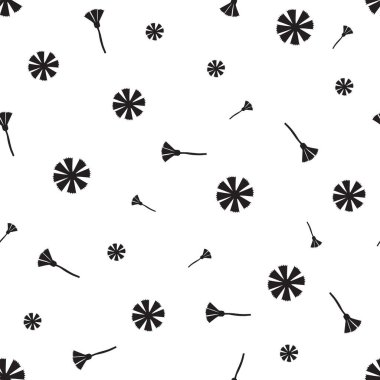 Çiçeksiz desen. Beyaz arka planda siyah çiçekler. Vektör illüstrasyonu.