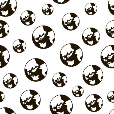 Dünyayla kusursuz bir düzen. Siyah ve beyaz. Dünya günü. Vektör illüstrasyonu.